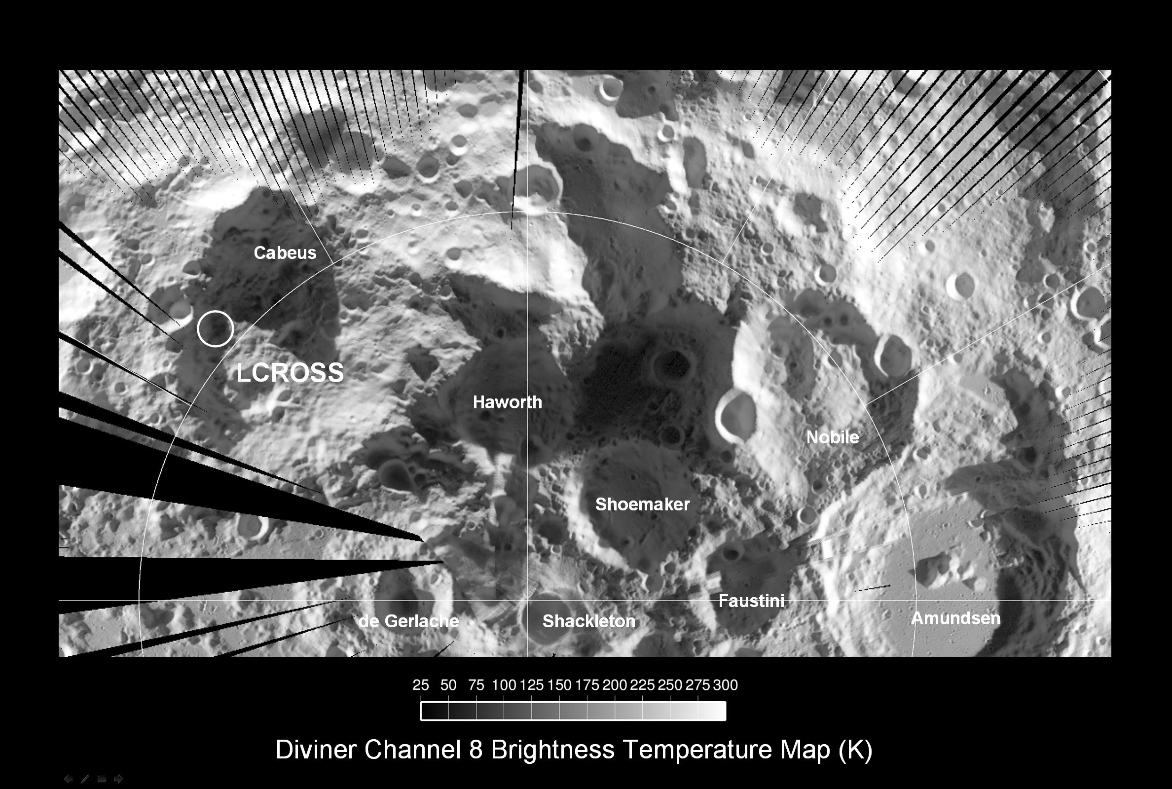 A labeled map of the Moon's South Pole