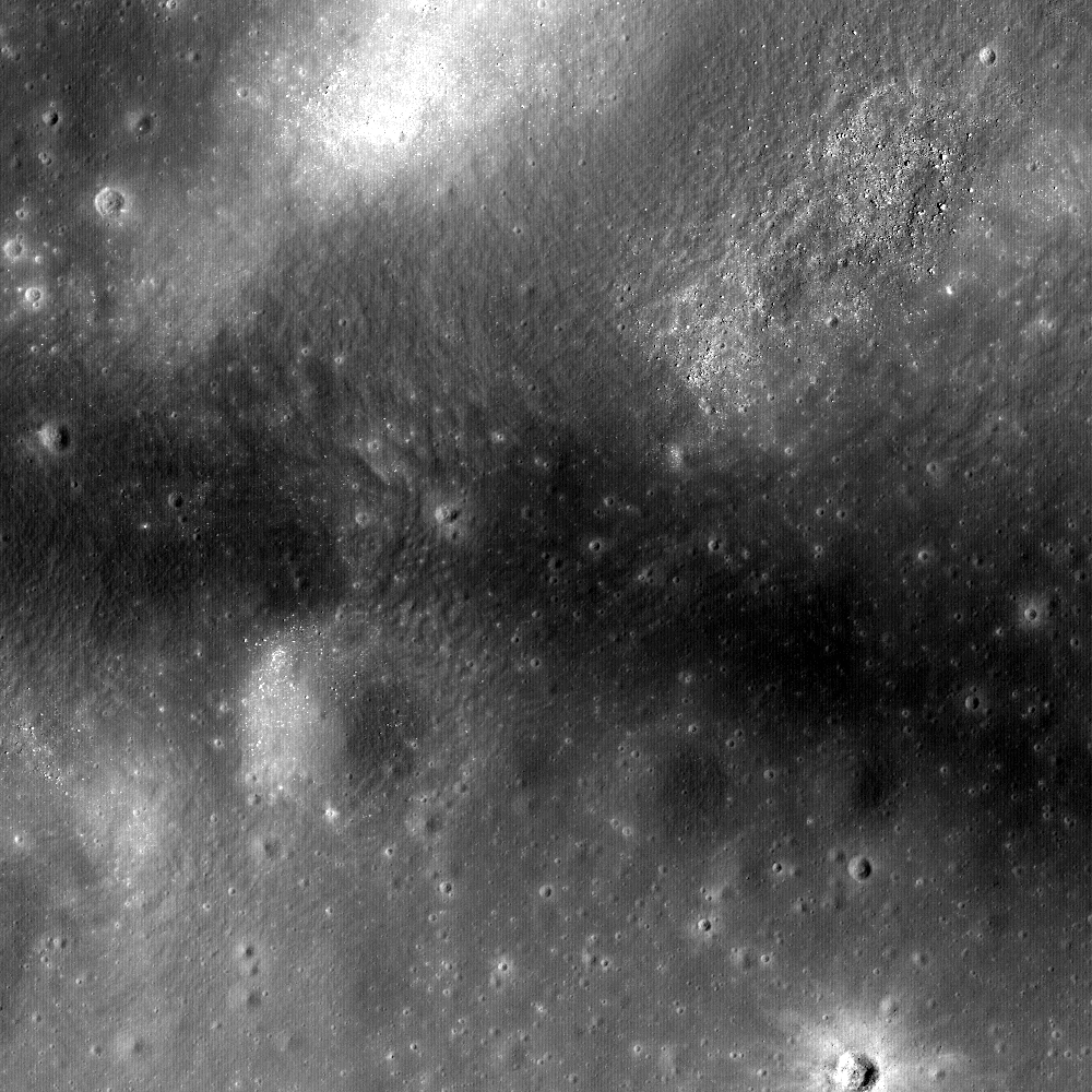 Image from orbit of craters and lunar swirls on the Moon's surface